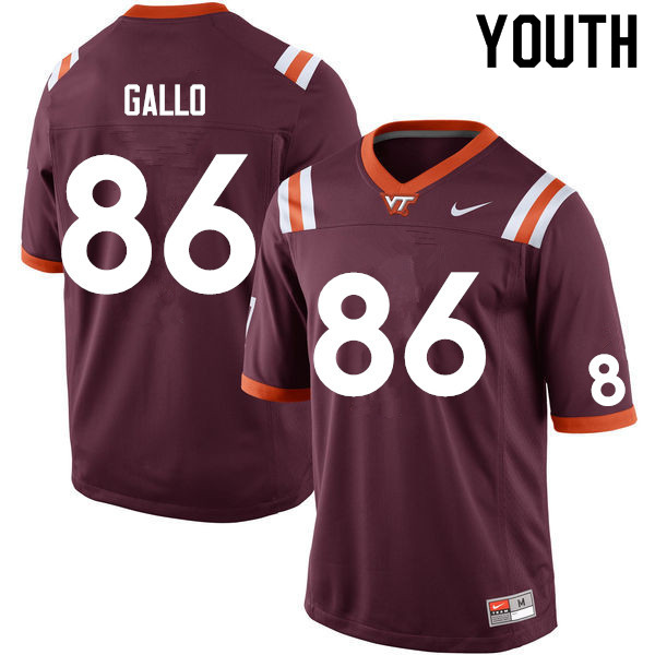 Youth #86 Nick Gallo Virginia Tech Hokies College Football Jerseys Sale-Maroon - Click Image to Close